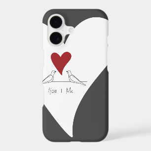 Personalised Simple Modern Birds in Love Red Heart