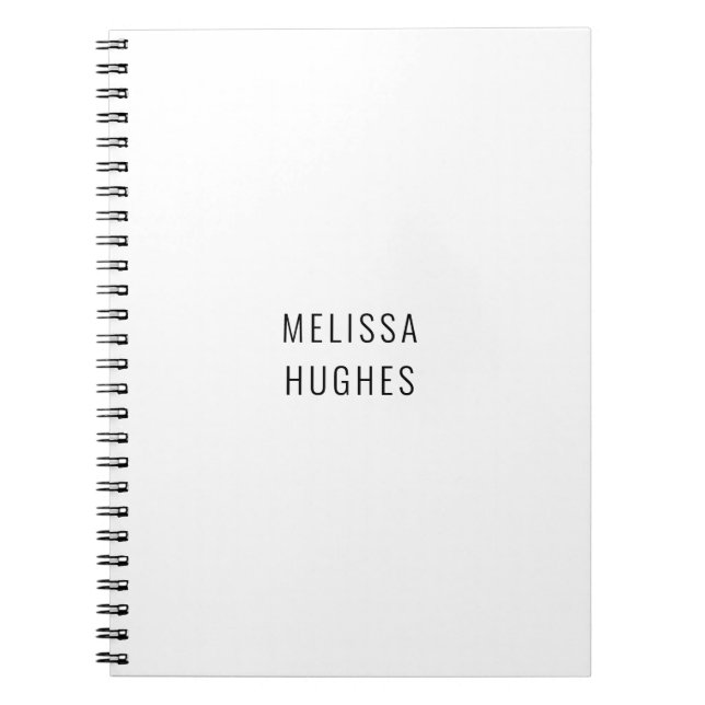 Personalised Simple Modern Black and White Notebook (Front)