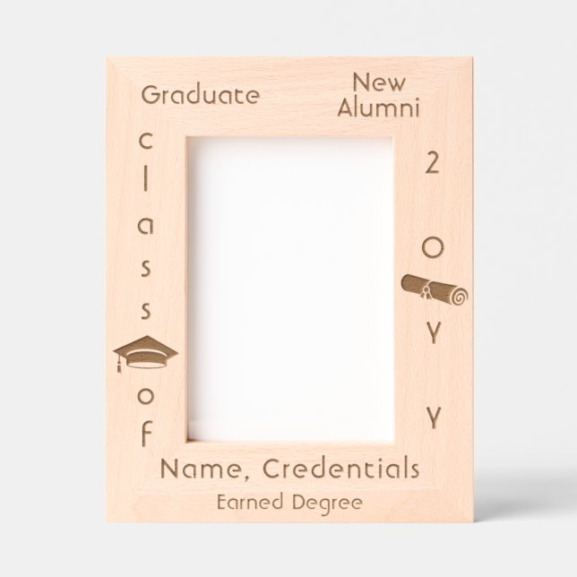 Personalised Simple Modern Graduation Cap, Diploma Etched Frames (Front)