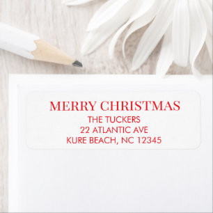 Personalised Simple Modern Merry Christmas Return Address Label