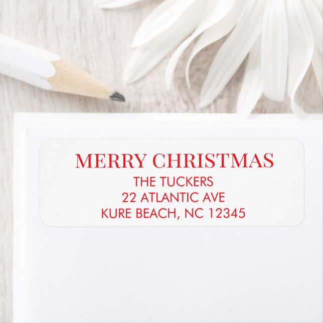 Personalised  Simple Modern Merry Christmas Return Address Label (Insitu)