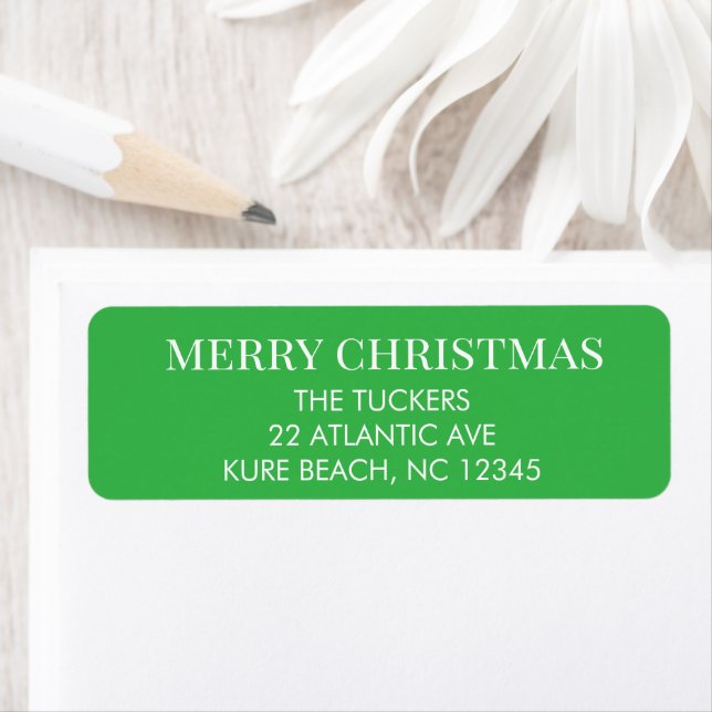 Personalised  Simple Modern Merry Christmas Return Address Label (Insitu)
