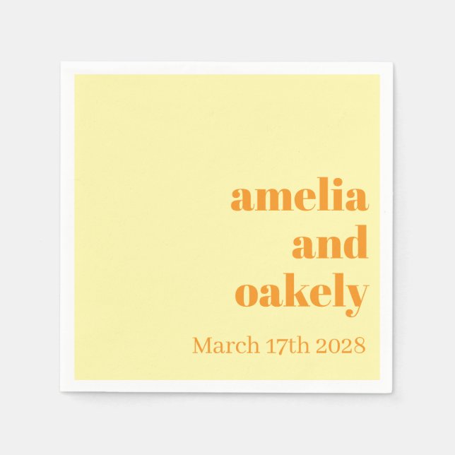 Personalised Simple Modern Minimal Mono Wedding  Napkin (Front)