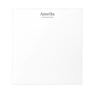 Personalised Simple Modern Minimalist Black Clean Notepad