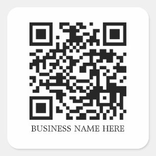 Personalised Simple, Modern QR Code Business Name Square Sticker