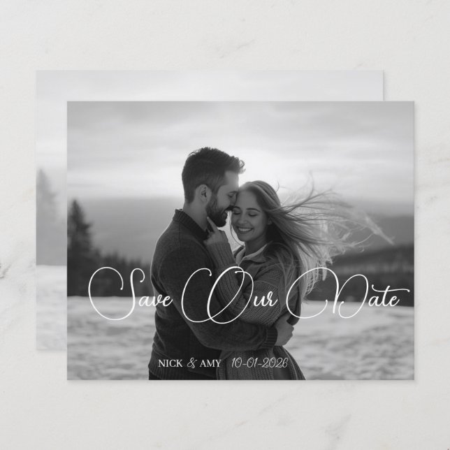Personalised Simple Modern Winter Wedding Card (Front/Back)