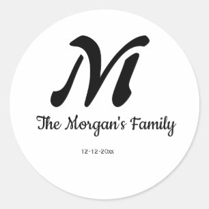 personalised simple monogram add your name wedding classic round sticker