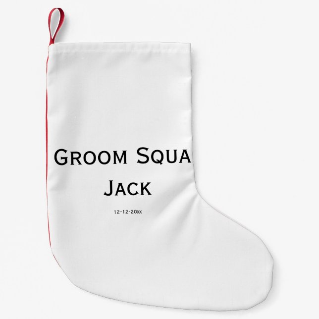 personalised simple monogram add your name wedding small christmas stocking (Front)