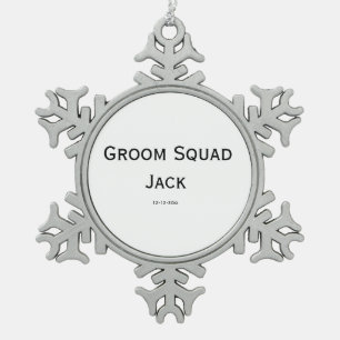 personalised simple monogram add your name wedding snowflake pewter christmas ornament