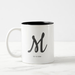 personalised simple monogram add your name wedding Two-Tone coffee mug
