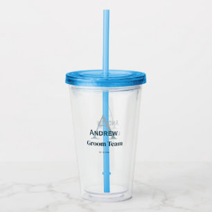 personalised simple monogram groom team groomsmen acrylic tumbler