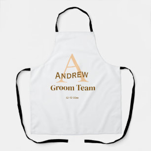 personalised simple monogram groom team groomsmen apron