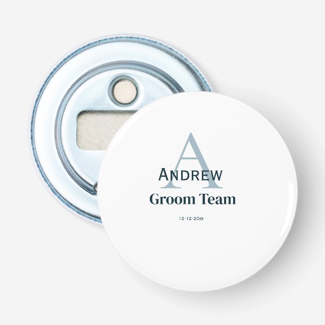 personalised simple monogram groom team groomsmen  bottle opener (Front)