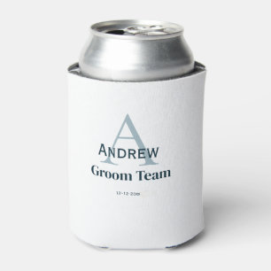 personalised simple monogram groom team groomsmen  can cooler