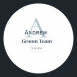 personalised simple monogram groom team groomsmen classic round sticker<br><div class="desc">design</div>