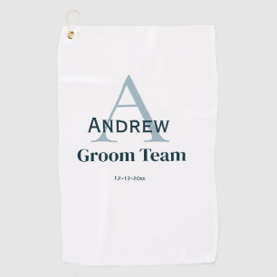 personalised simple monogram groom team groomsmen golf towel