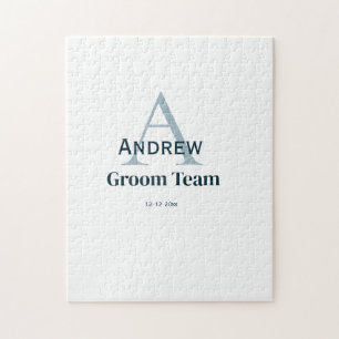 personalised simple monogram groom team groomsmen  jigsaw puzzle