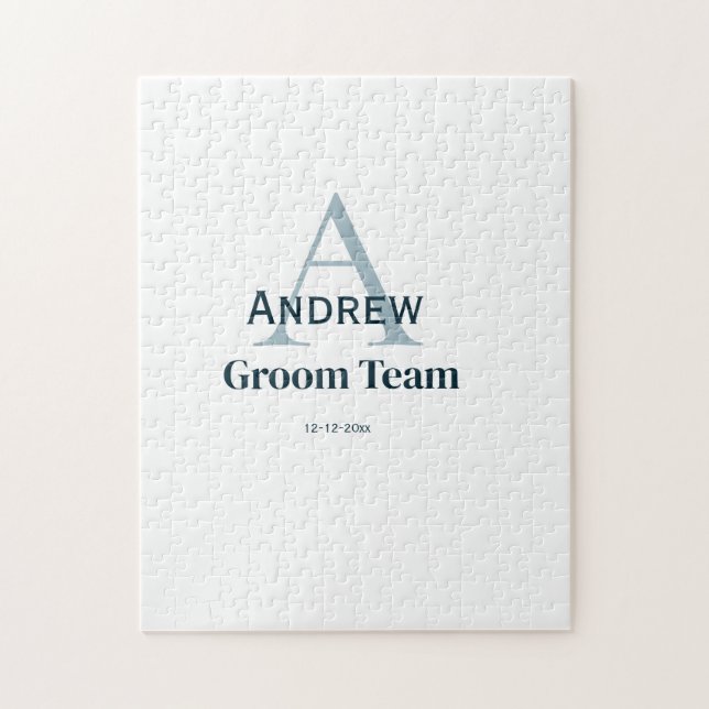 personalised simple monogram groom team groomsmen  jigsaw puzzle (Vertical)