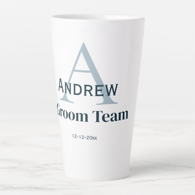 personalised simple monogram groom team groomsmen  latte mug (Front)