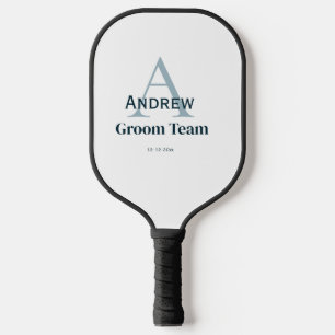 personalised simple monogram groom team groomsmen  pickleball paddle