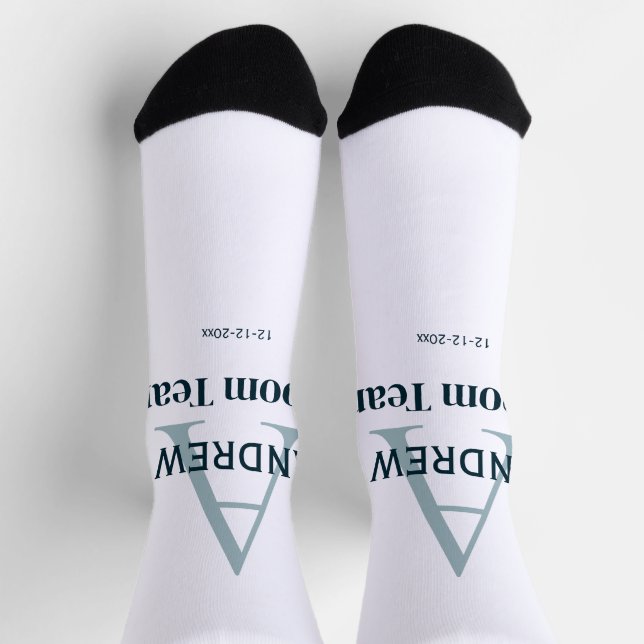 personalised simple monogram groom team groomsmen  socks (Top)