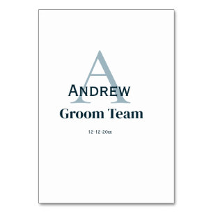 personalised simple monogram groom team groomsmen table number