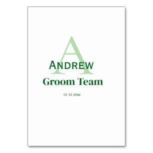 personalised simple monogram groom team groomsmen table number