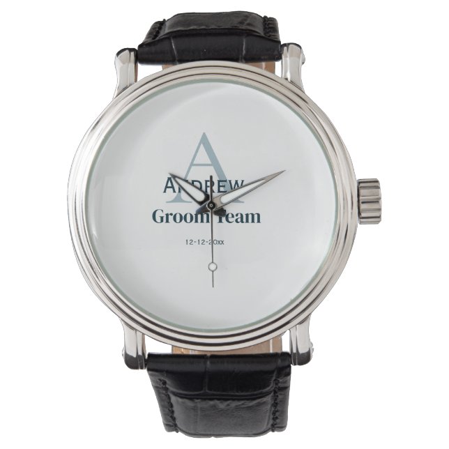 personalised simple monogram groom team groomsmen  watch (Front)