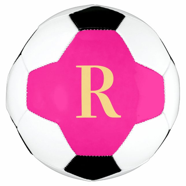 Personalised Simple Monogram Hot Pink Soccer Ball (Front)