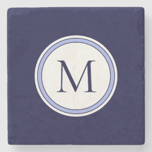 Personalised Simple Monogram Initial   Blue Stone Coaster