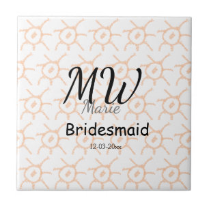 personalised simple monogram name bridesmaid spark ceramic tile