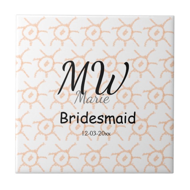 personalised simple monogram name bridesmaid spark ceramic tile (Front)