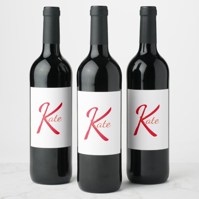 personalised simple monogram name bridesmaid   wine label (Bottles)