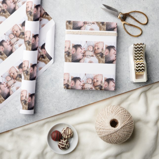 personalised simple monogram name first christmas  wrapping paper (Crafts)