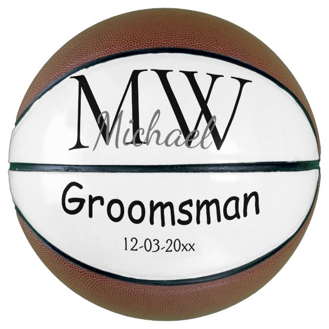 personalised simple monogram name groomsman minima basketball (Front)
