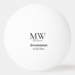personalised simple monogram name groomsman minima ping pong ball