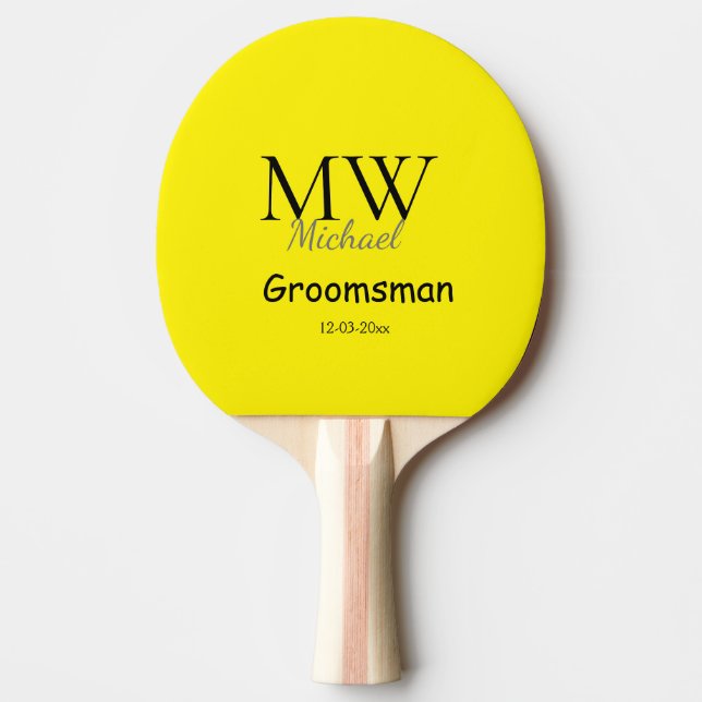 personalised simple monogram name groomsman minima ping pong paddle (Front)