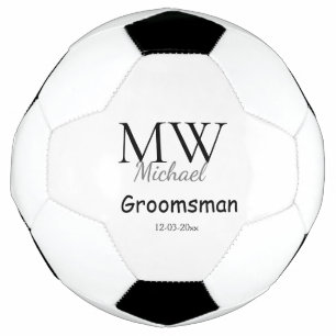 personalised simple monogram name groomsman minima soccer ball