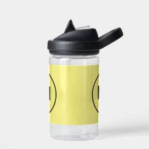 Personalised simple monogram yellow script kids  water bottle