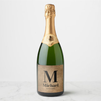 Personalised Simple Monogrammed  Sparkling Wine Label