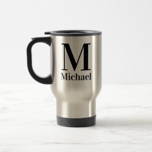 Personalised Simple Monogrammed  Travel Mug