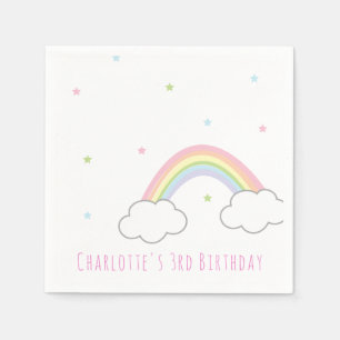 Personalised Simple Pastel Rainbow Cake Birthday Napkin
