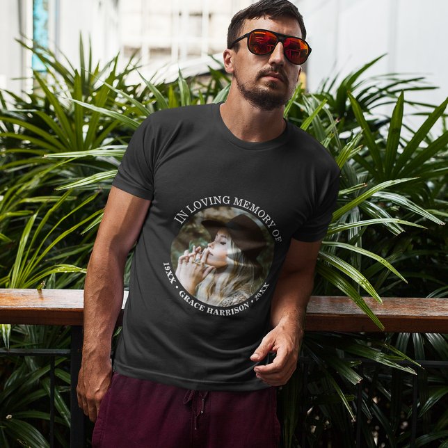 Personalised Simple Photo Name & Dates Memorial  T-Shirt (Creator Uploaded)