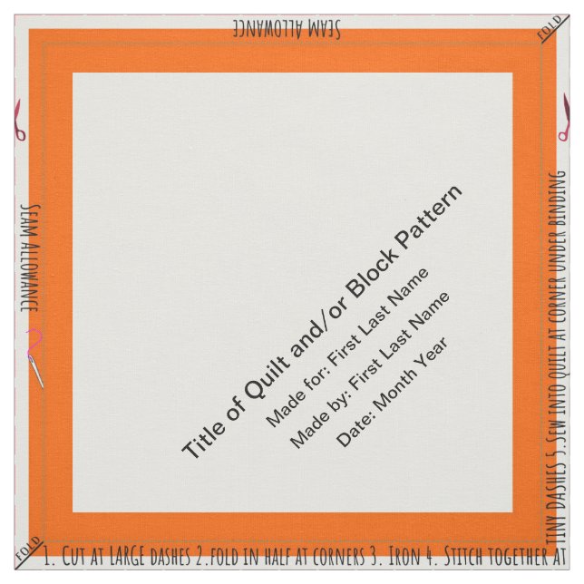 Personalised Simple Quilt Label Corner Fabric (Swatch)