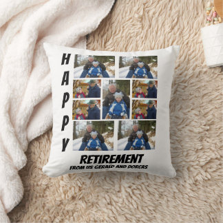 Personalised Simple Retirement 9 Photo Collage Cushion