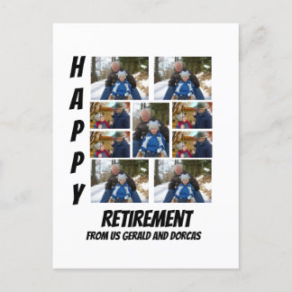 Personalised Simple Retirement 9 Photo Collage Holiday Postcard