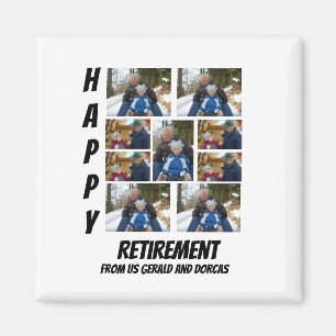 Personalised Simple Retirement  9 Photo Collage Magnet