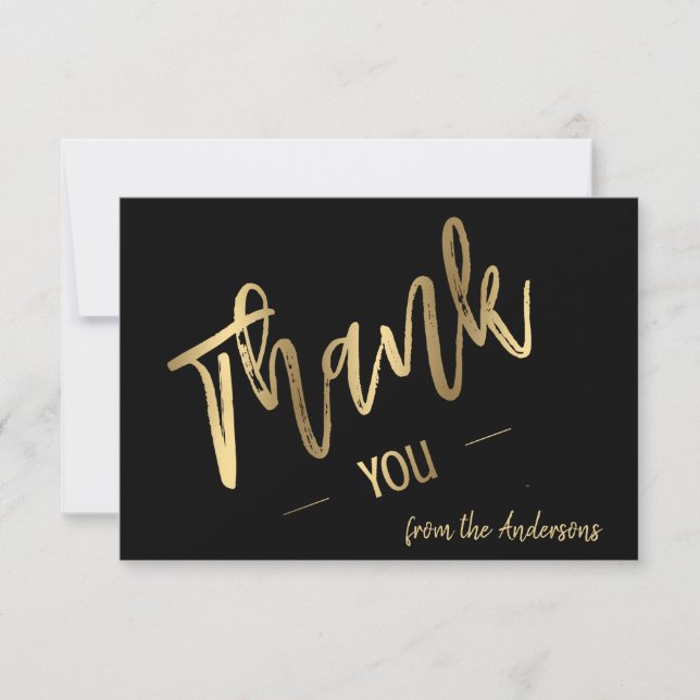 Personalised Simple Script Gold Flat Thank You  Card (Front)