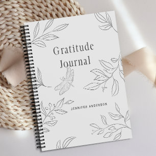 Personalised Simple Sketch Leaf Gratitude Journal 