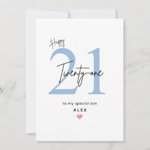 Personalised Simple Son 21st Birthday Card